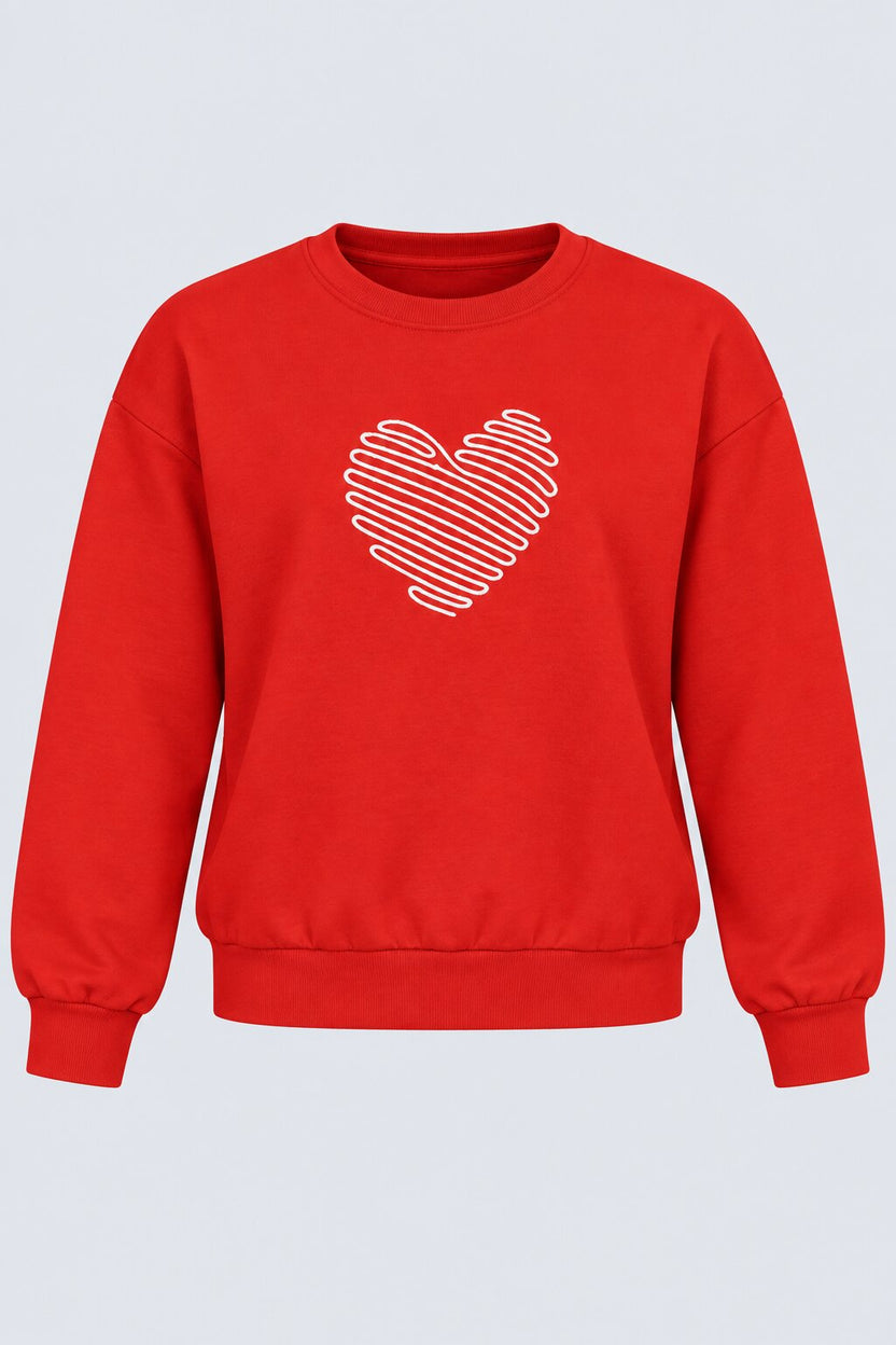 Womens Relaxed Fit Red Heart Embroidered Sweatshirt - Image 6