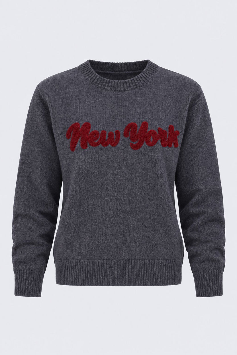 Womens Regular Fit Grey Embroidered Sweater - Image 7
