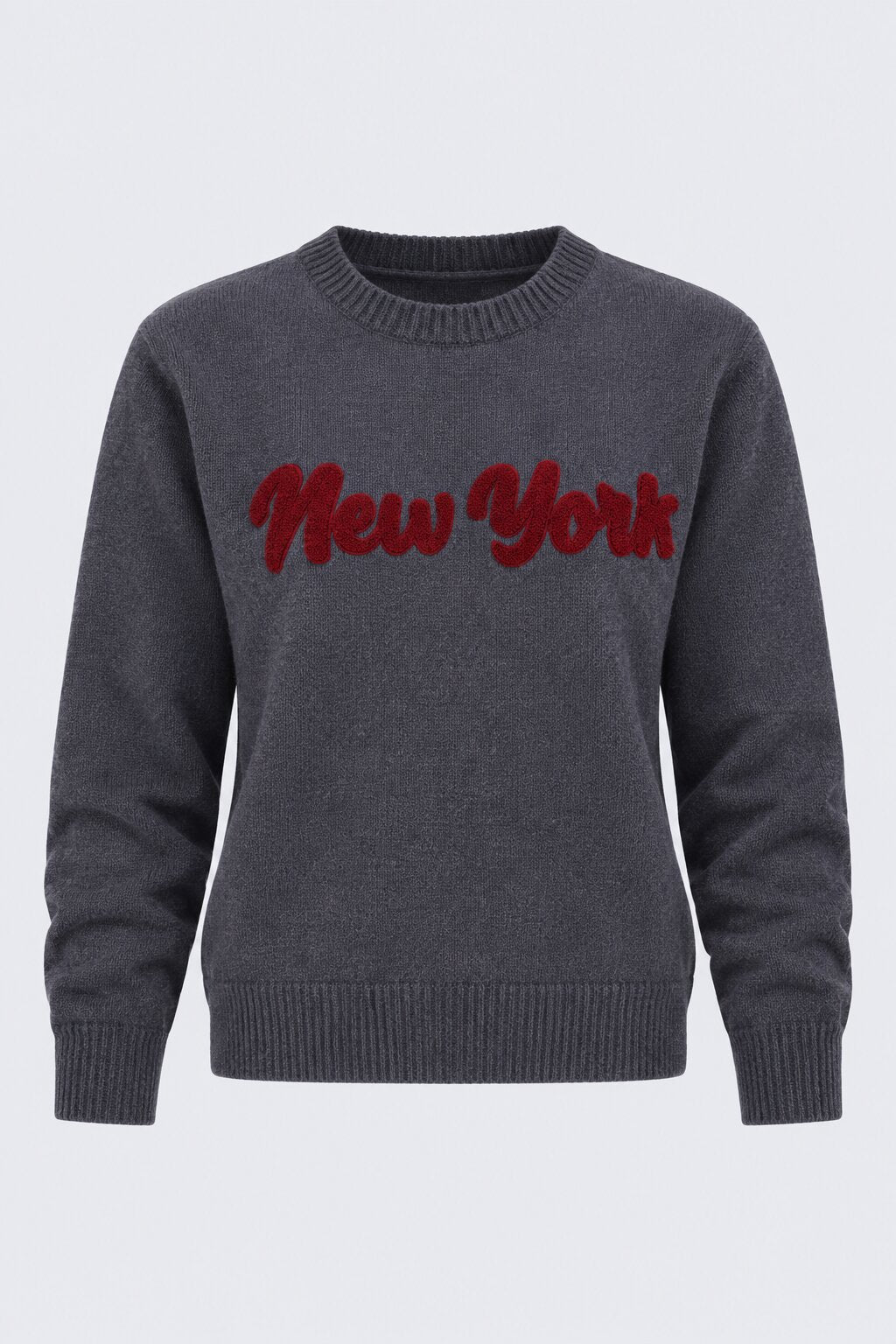 Womens Regular Fit Grey Embroidered Sweater - Image 7