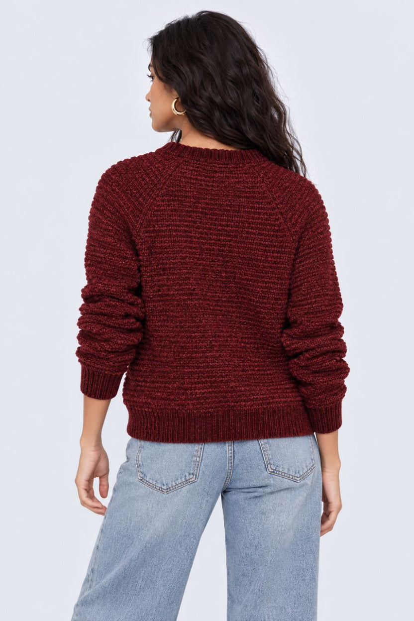 Womens Regular Fit Maroon Self Design Sweater - Image 5