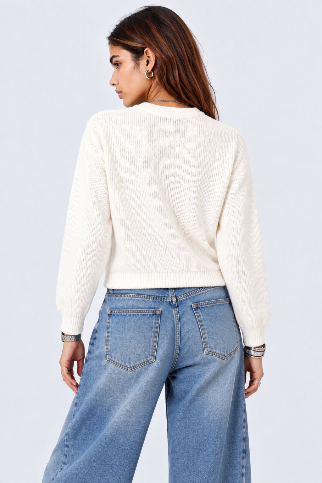 Womens White Graphic Embroidered Sweatshirt - Image 5