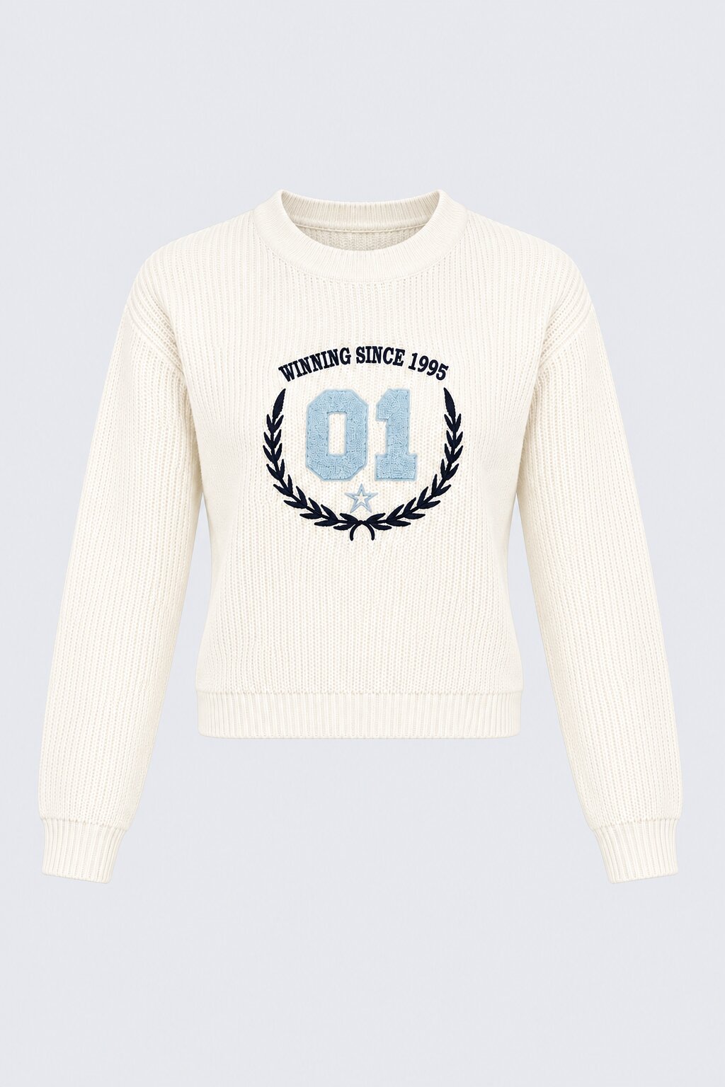 Womens White Graphic Embroidered Sweatshirt - Image 7