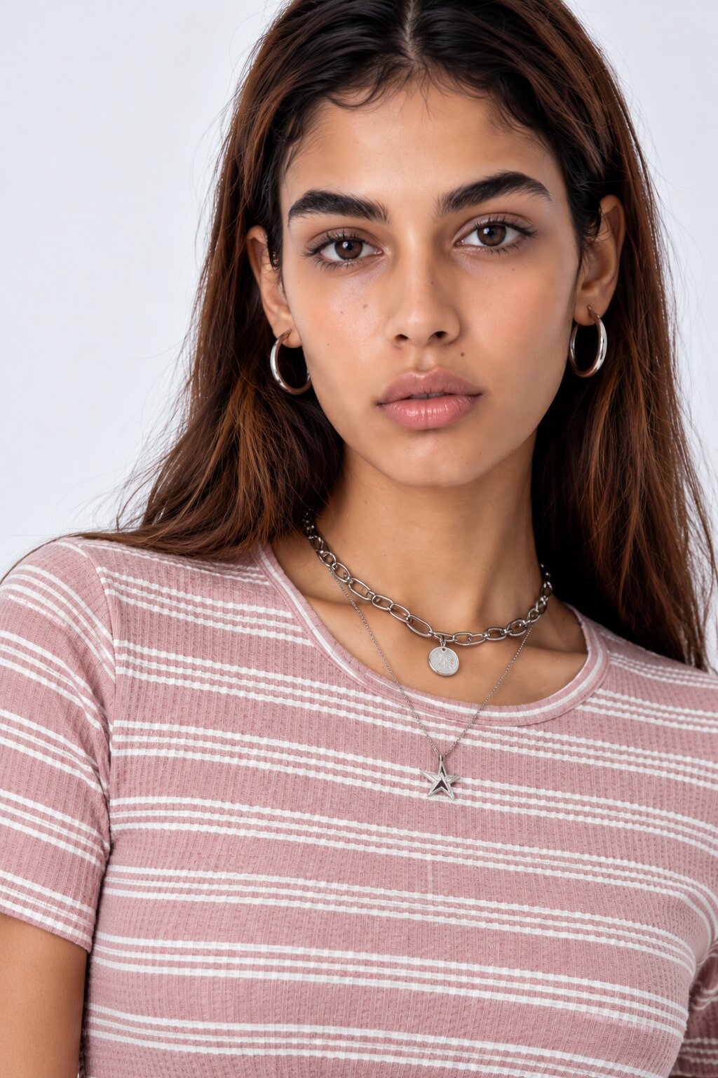 Womens Regular Fit Pink Striped Crop Top - Image 3