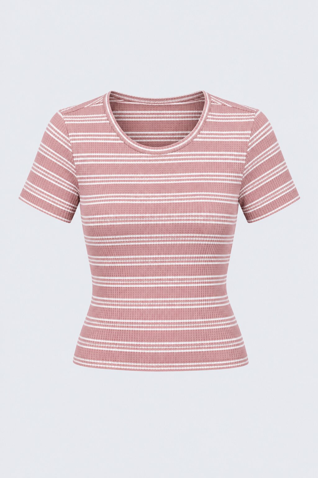 Womens Regular Fit Pink Striped Crop Top - Image 6