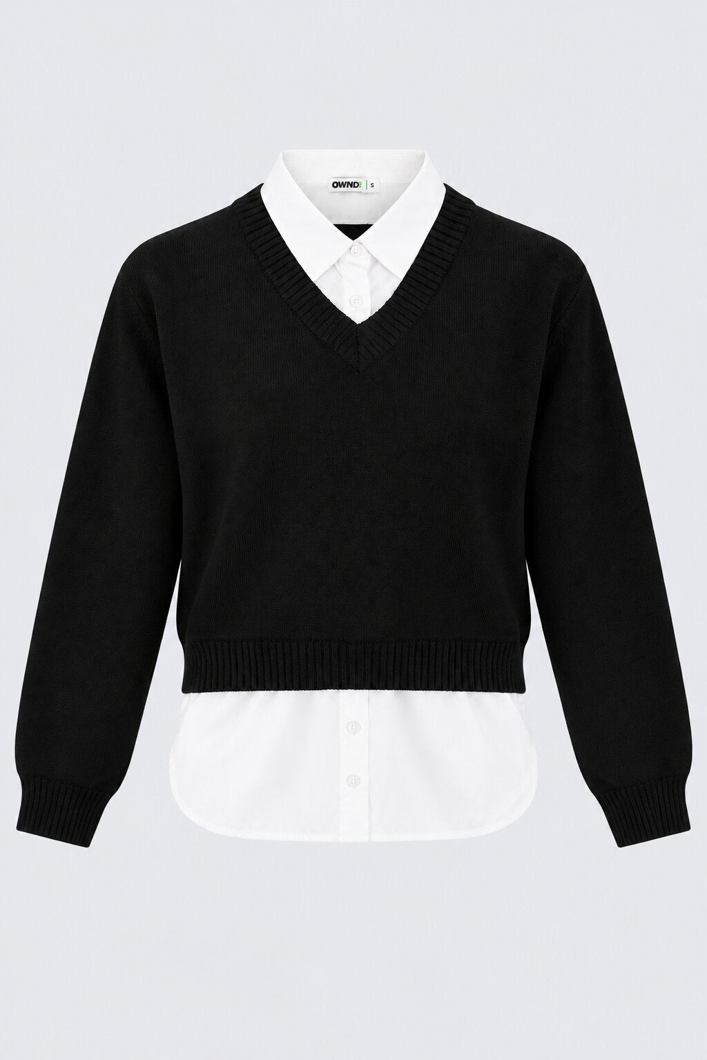 Womens Black Layered Shirt Knit Vest - Image 7