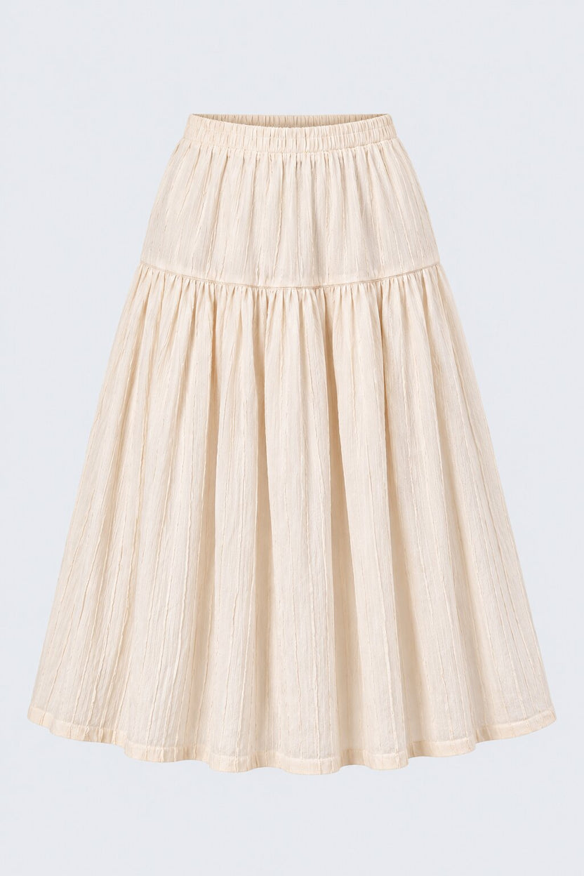 Womens Off White Crinkled Tiered Midi Skirt - Image 7