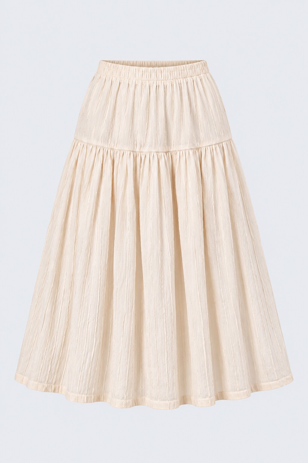 Womens Off White Crinkled Tiered Midi Skirt - Image 7