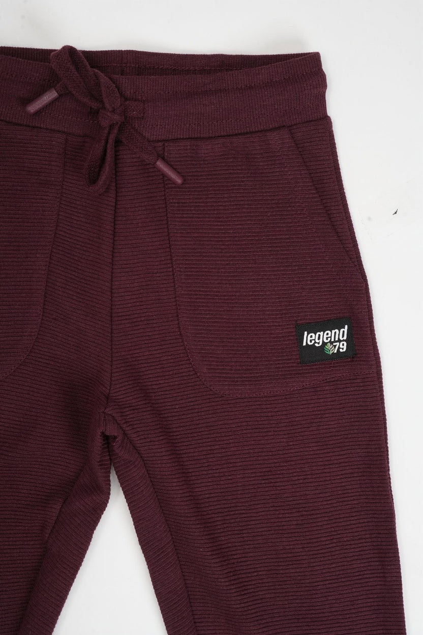 Boys Maroon Textured Joggers - Image 6