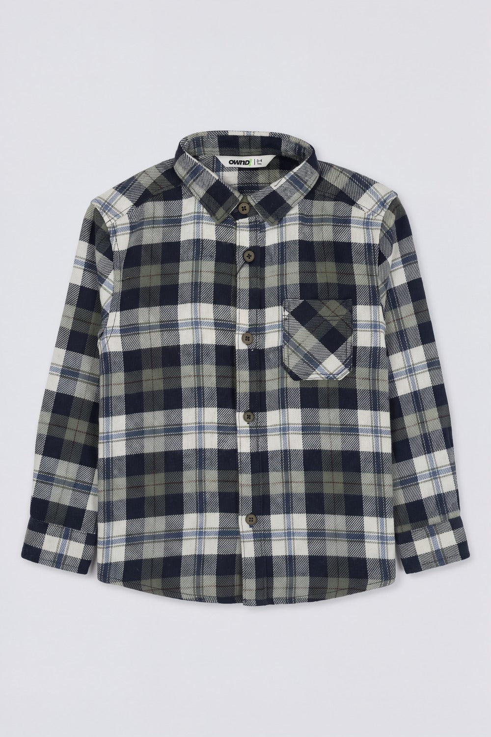 Boys Green Checked Cotton Flannel Shirt - Image 2