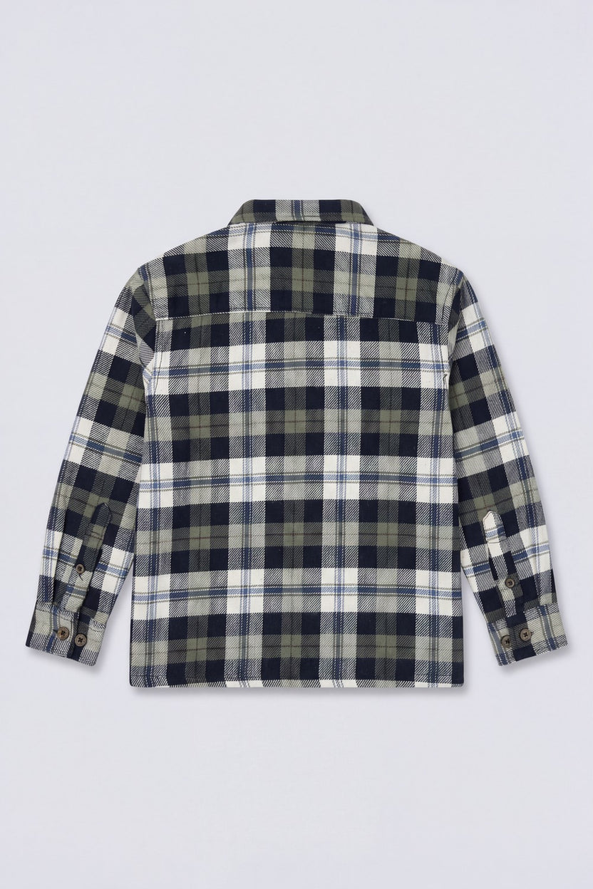 Boys Green Checked Cotton Flannel Shirt - Image 3