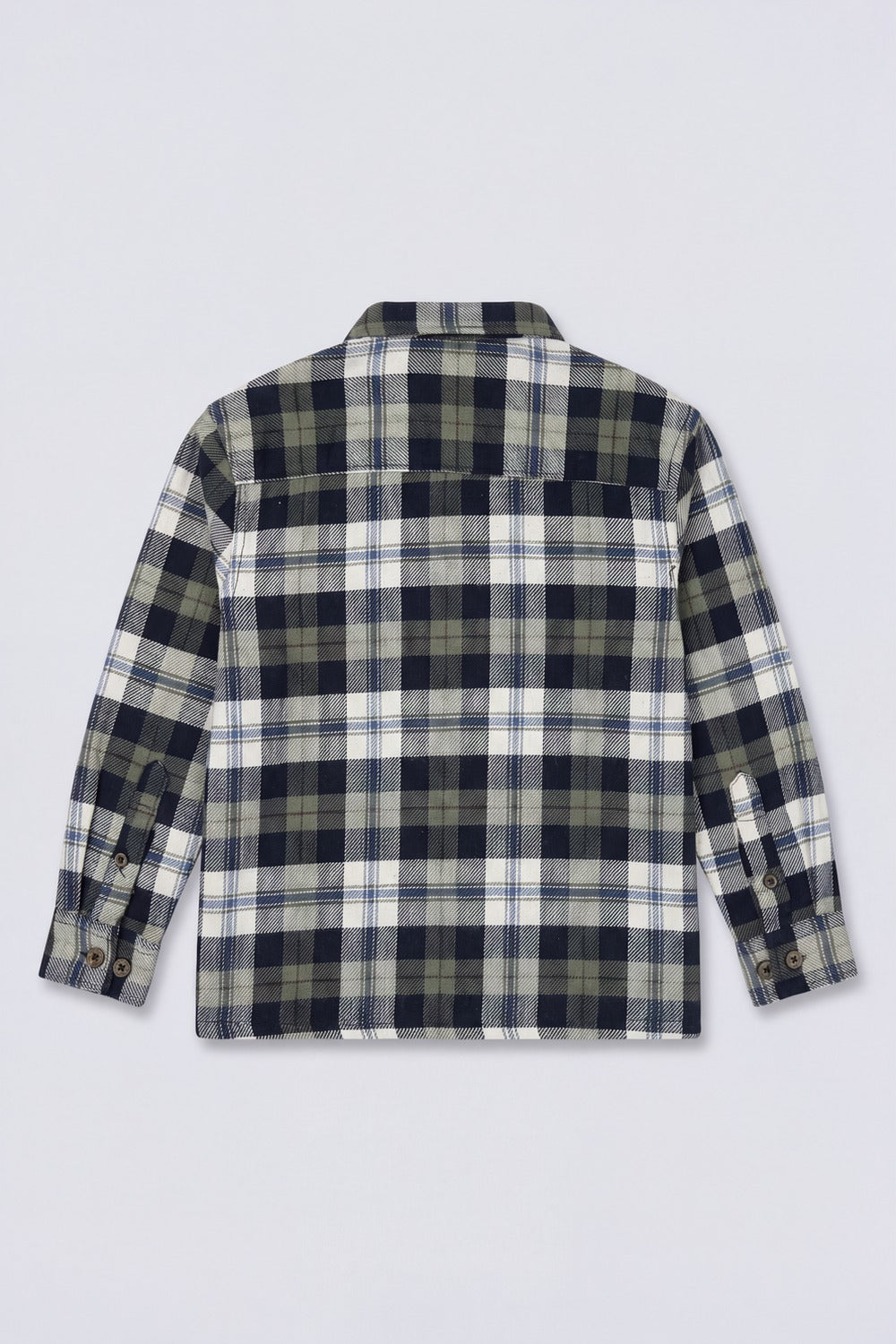 Boys Green Checked Cotton Flannel Shirt - Image 3