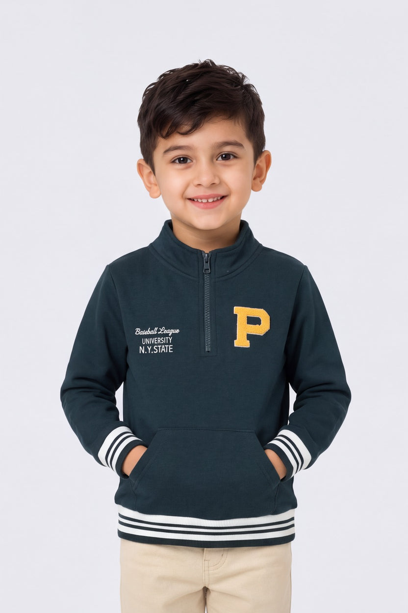 Boys Teal Patch Design Sweatshirt - Image 1