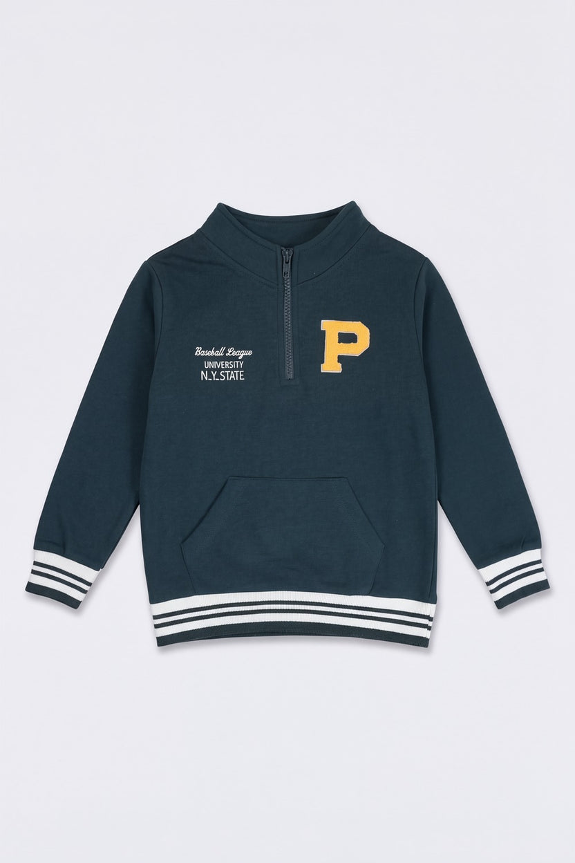 Boys Teal Patch Design Sweatshirt - Image 2