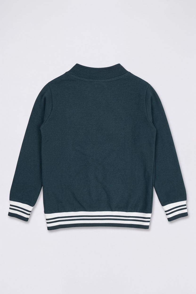 Boys Teal Patch Design Sweatshirt - Image 3