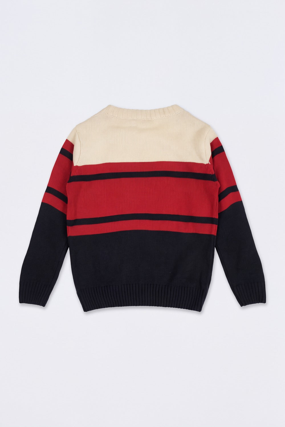 Boys Red Athletic Striped Knitted Sweater - Image 3