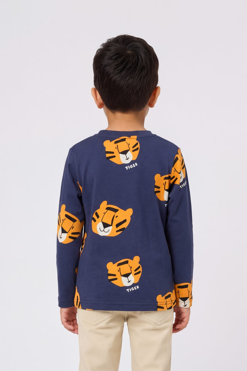 Boys Navy Tiger Graphic Print T-Shirt - Image 4