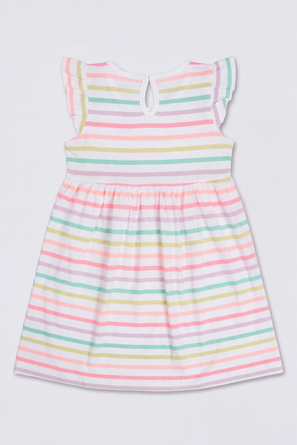 Girls Multi-coloured  Striped Fit and Flare Dress - Image 3