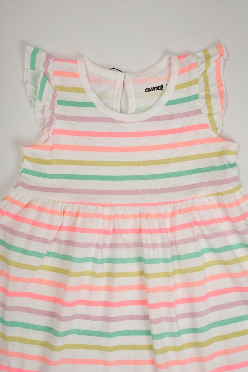 Girls Multi-coloured  Striped Fit and Flare Dress - Image 6