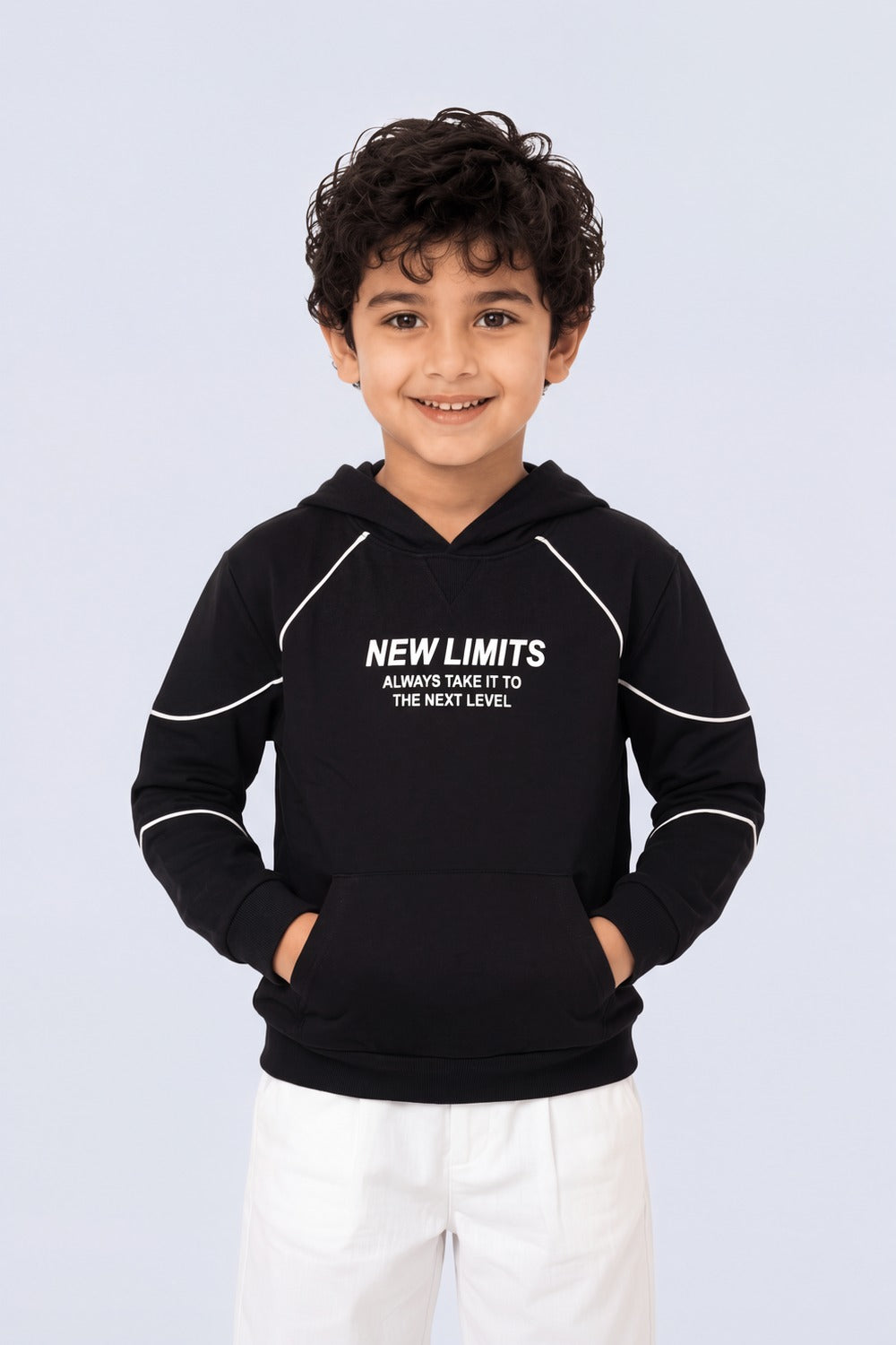 Tweens Boys Black Typographic Hooded Sweatshirt - Image 1