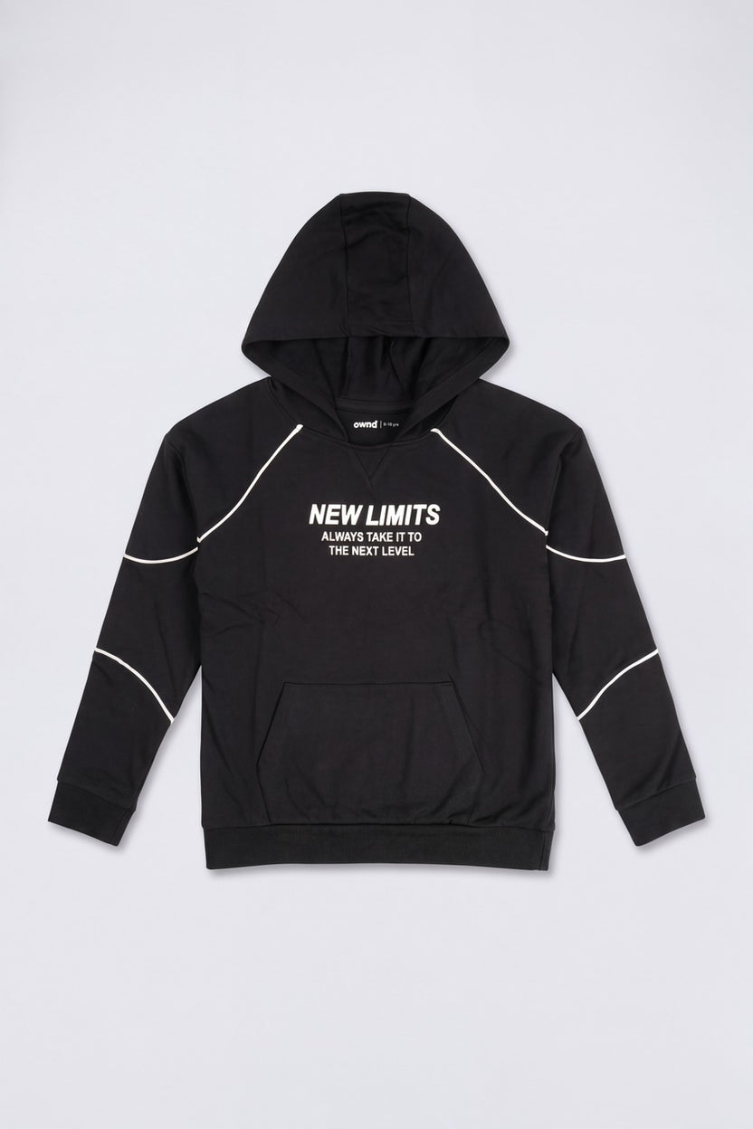 Tweens Boys Black Typographic Hooded Sweatshirt - Image 2