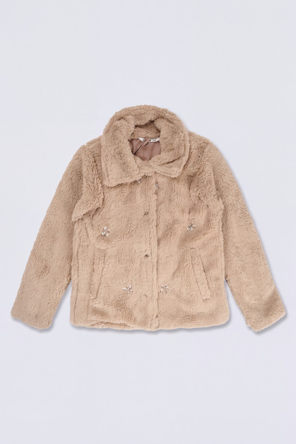 Tweens Girls Embellished Teddy Fur Jacket - Image 2