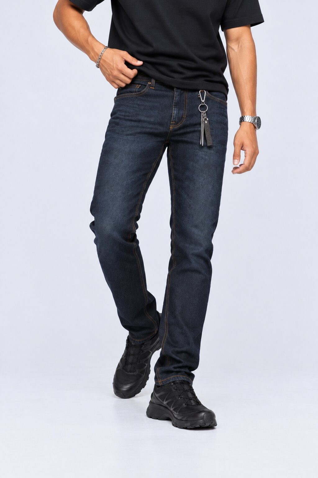 Mens Slim Fit Blue Solid Jeans - Image 1