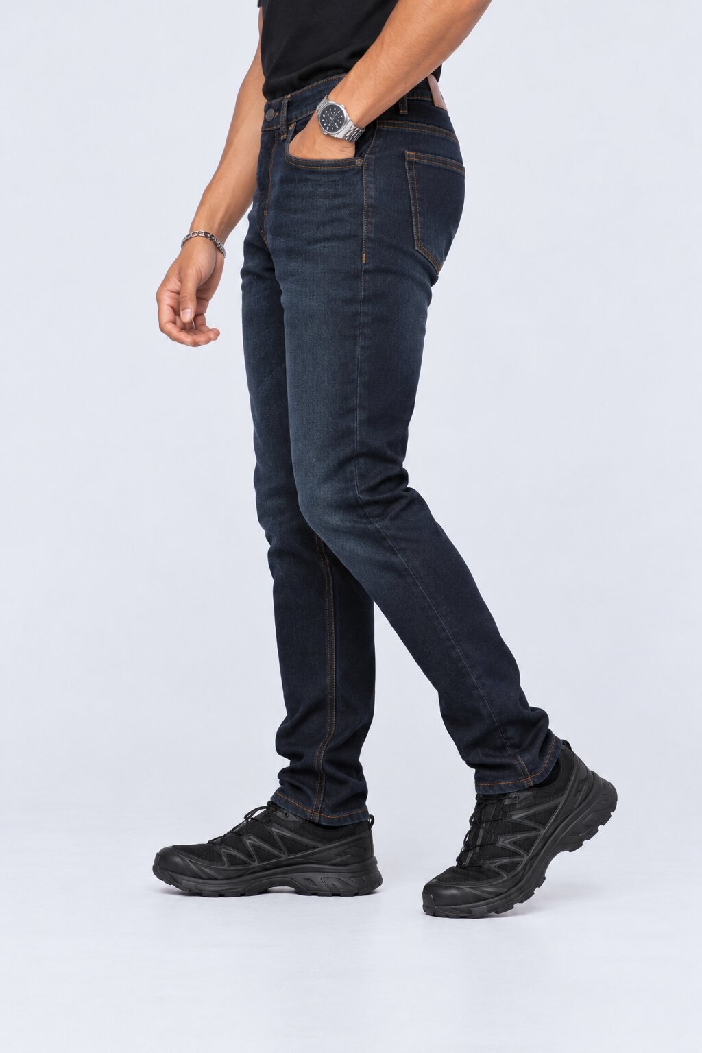 Mens Slim Fit Blue Solid Jeans - Image 4