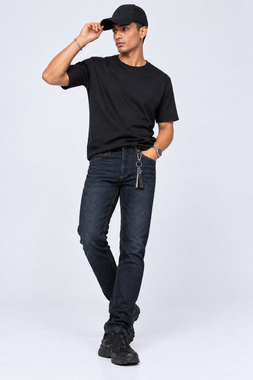 Mens Slim Fit Blue Solid Jeans - Image 6