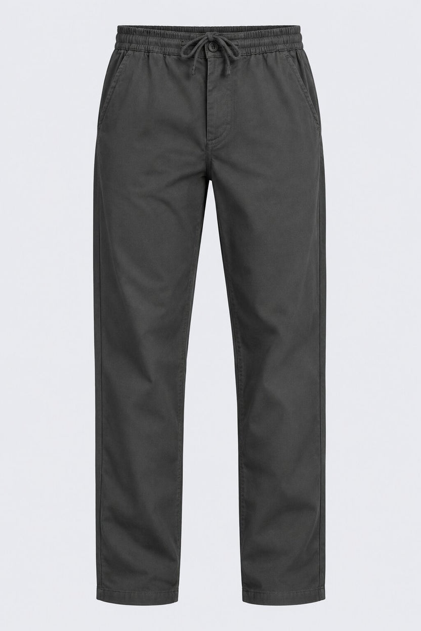 Mens Relaxed Fit Charcoal Solid Drawstring Trouser - Image 7