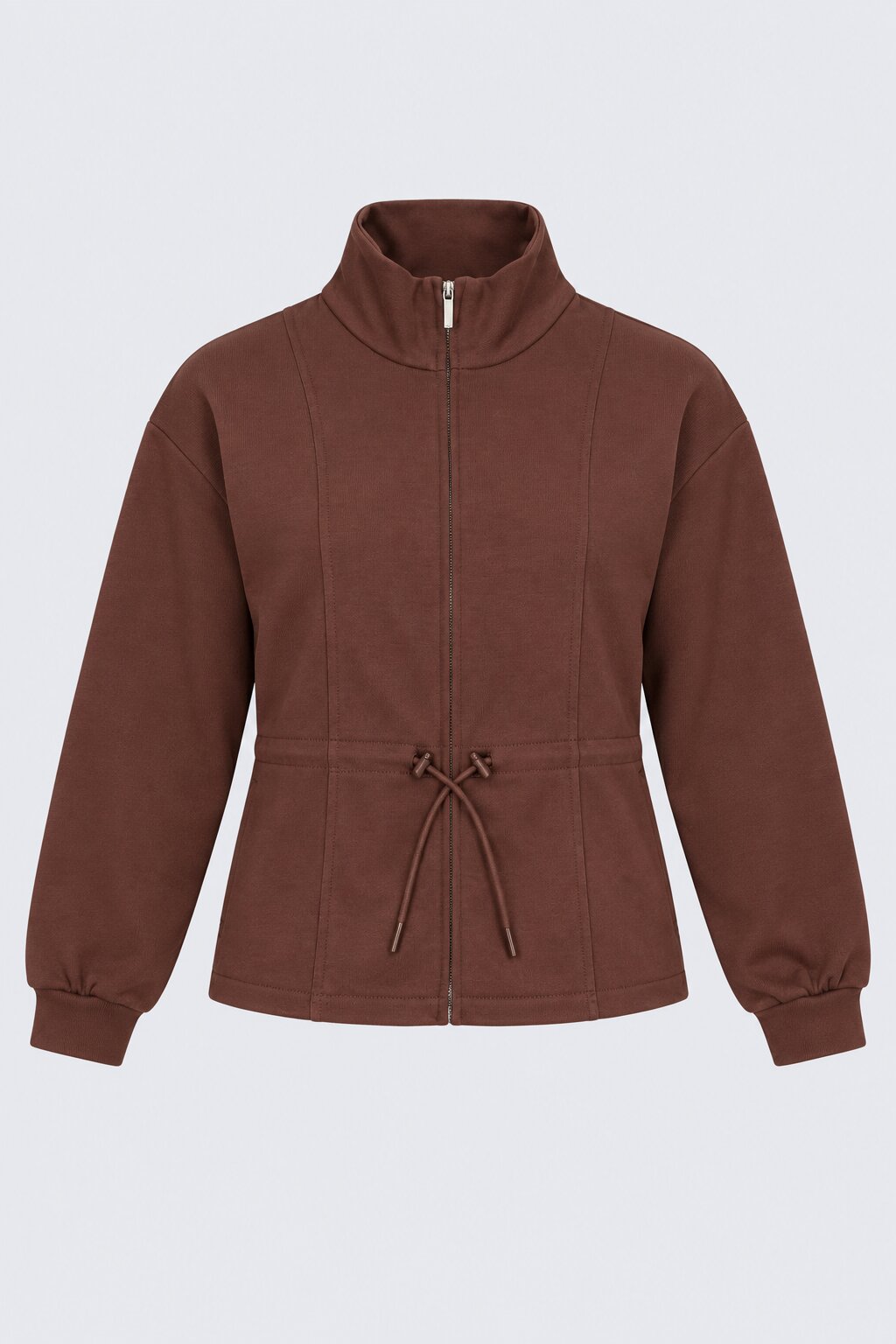 Womens Oversized Brown Drawstring Waist Jacket - Image 7