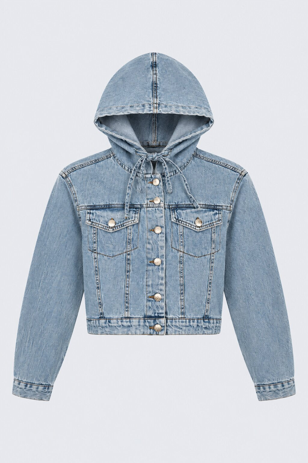 Womens Washed Hooded Denim Jacket - Image 7