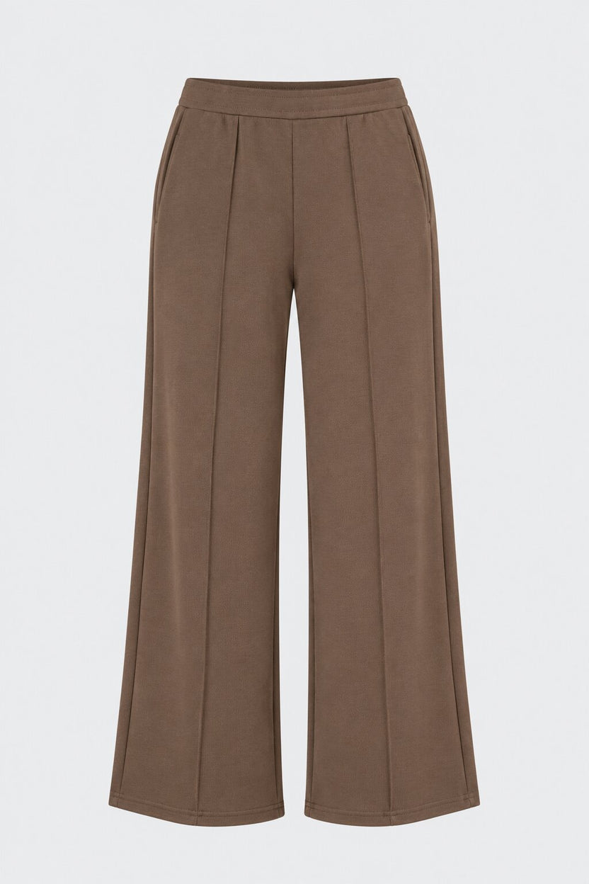 Womens Taupe Solid Knit Pant - Image 7