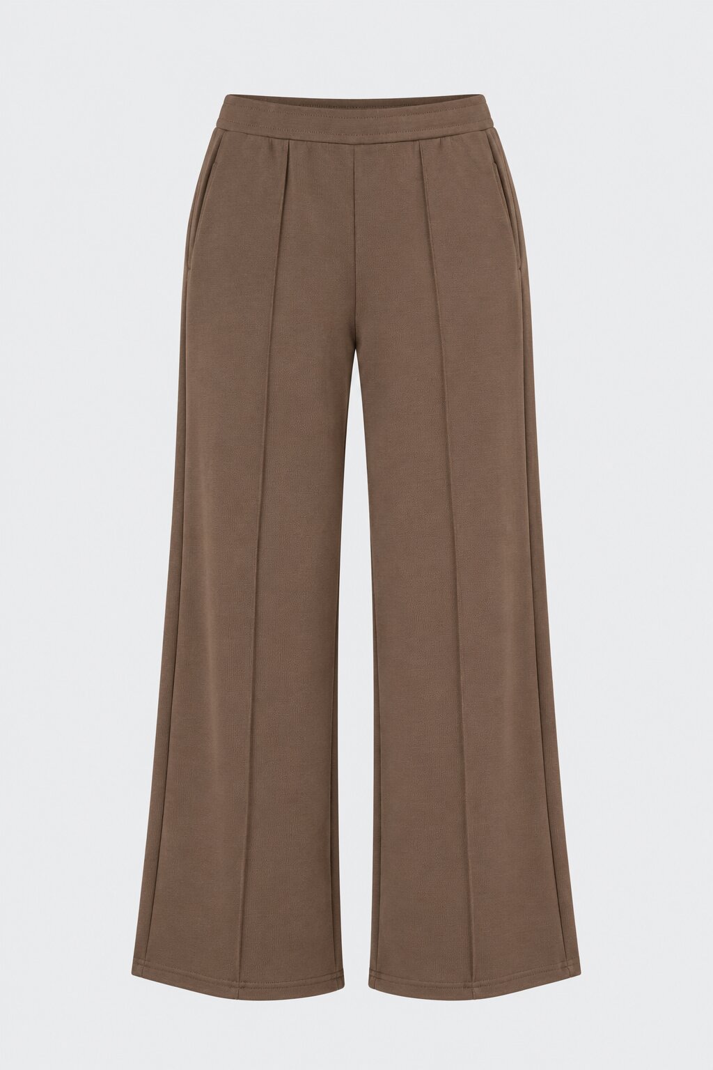 Womens Taupe Solid Knit Pant - Image 7