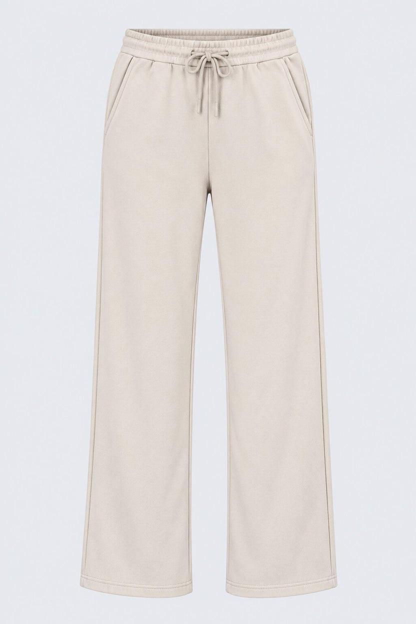 Womens Regular Fit Cream Solid Drawstring Pant - Image 7