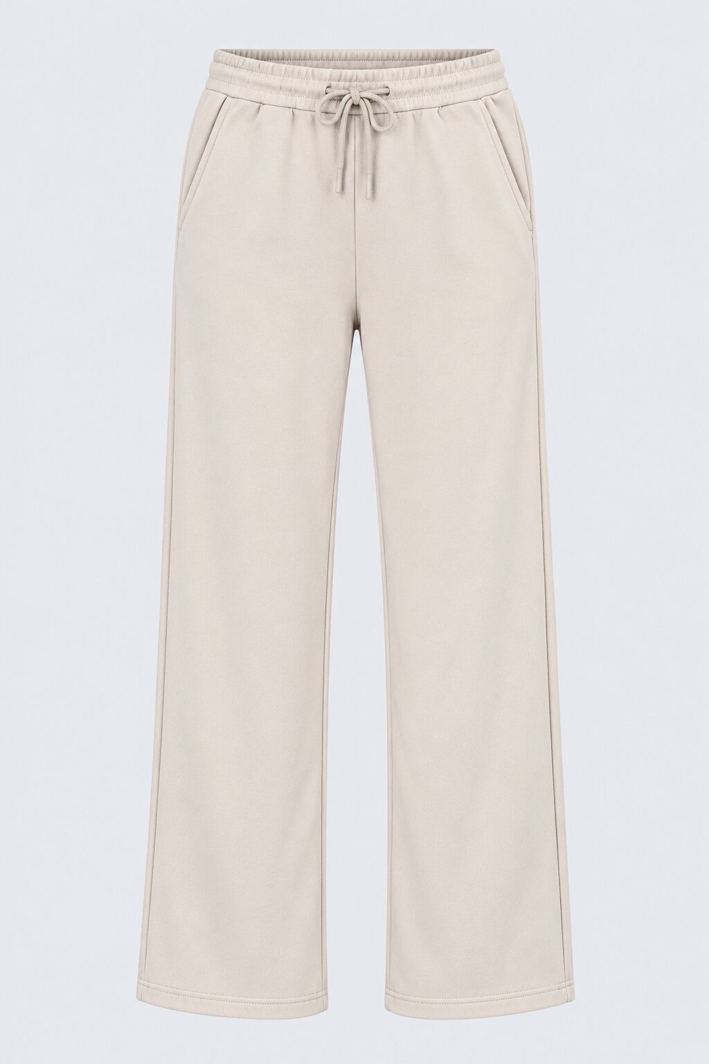 Womens Regular Fit Cream Solid Drawstring Pant - Image 7