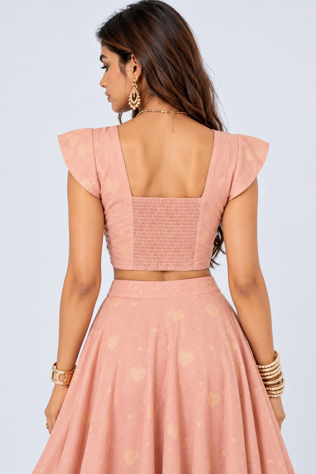 Women Pink Foil Heart Print Crop Top - Image 5