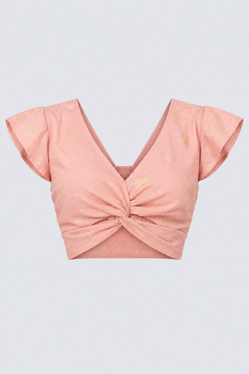 Women Pink Foil Heart Print Crop Top - Image 7