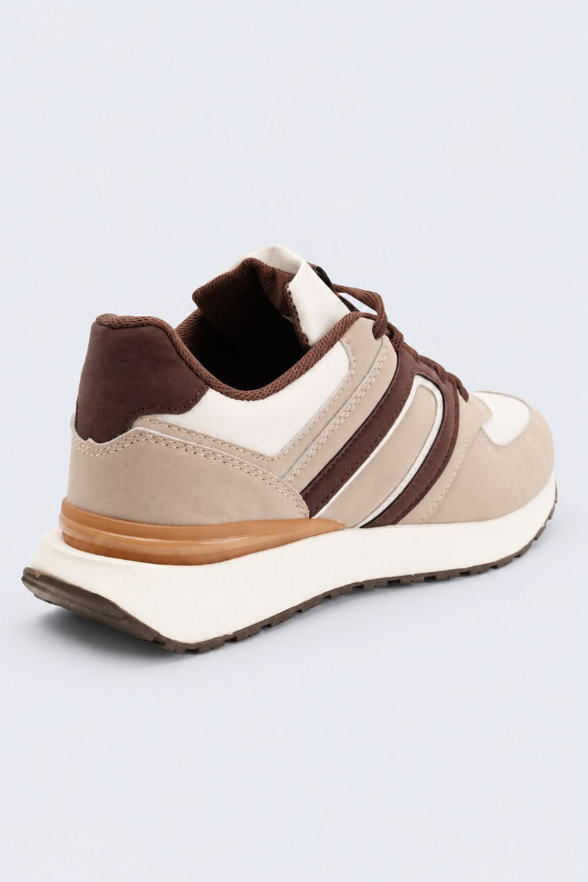 Mens Brown Colorblocked Lace-Up Sneaker - Image 3