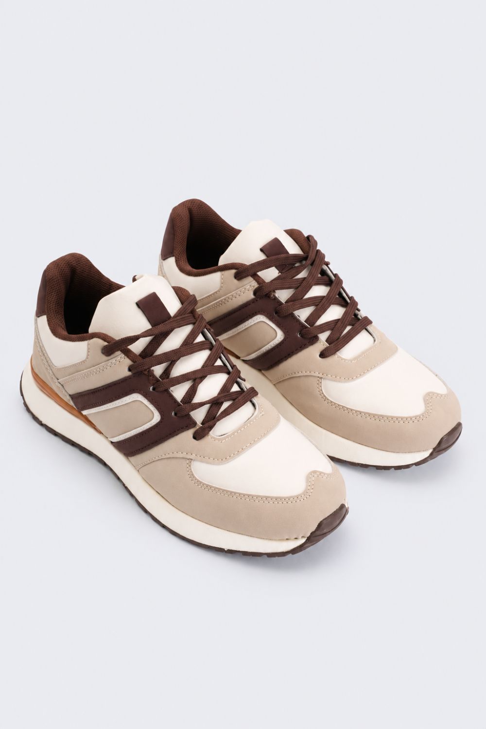 Mens Brown Colorblocked Lace-Up Sneaker - Image 5