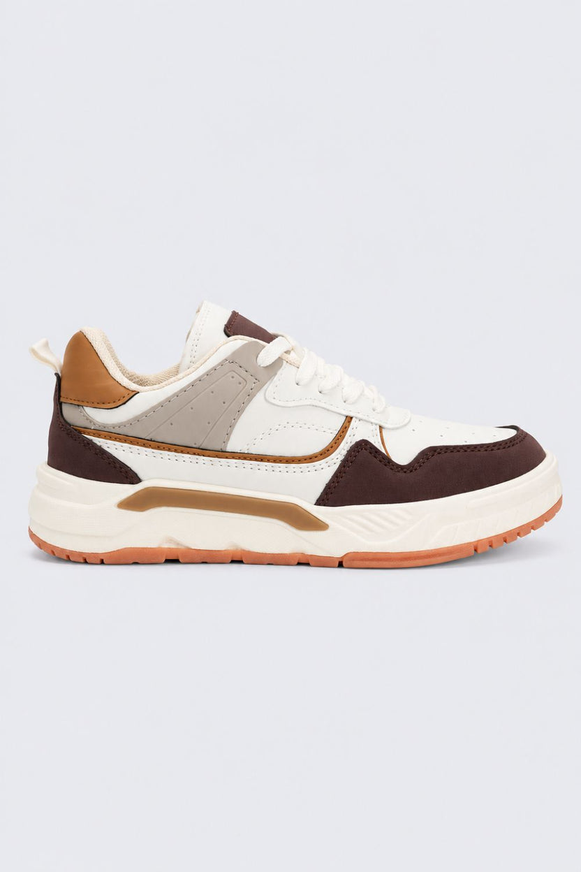 Mens White Colorblocked Lace-Up Chunky Sneaker - Image 2