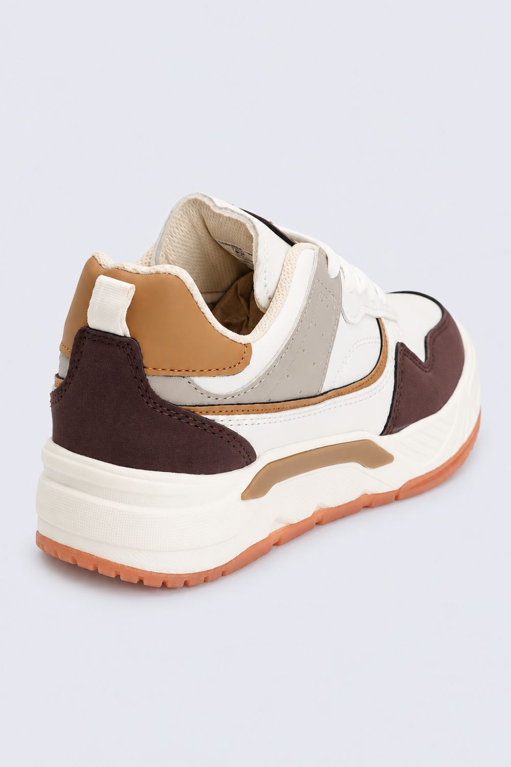 Mens White Colorblocked Lace-Up Chunky Sneaker - Image 3