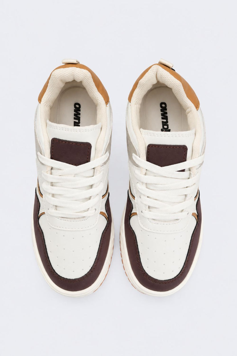 Mens White Colorblocked Lace-Up Chunky Sneaker - Image 4