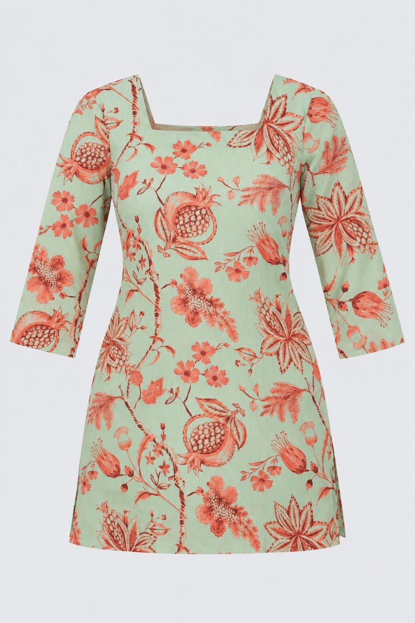 Womens Green Botanical Floral Print Tunic - Image 7