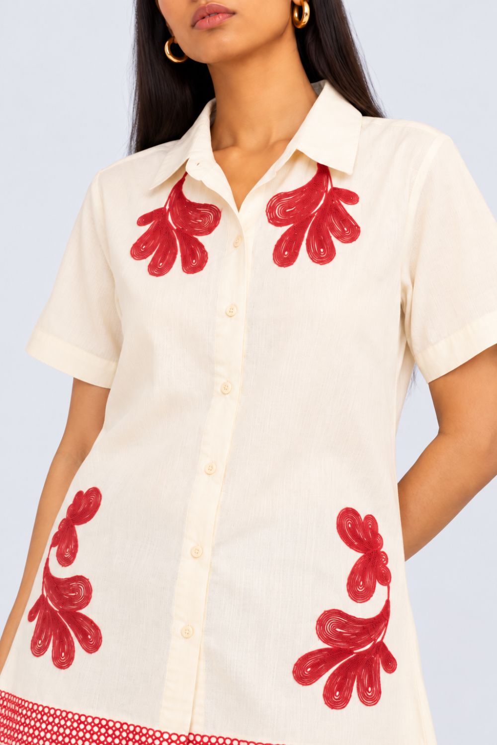Womens Floral Embroidered Longline Dress - Image 3