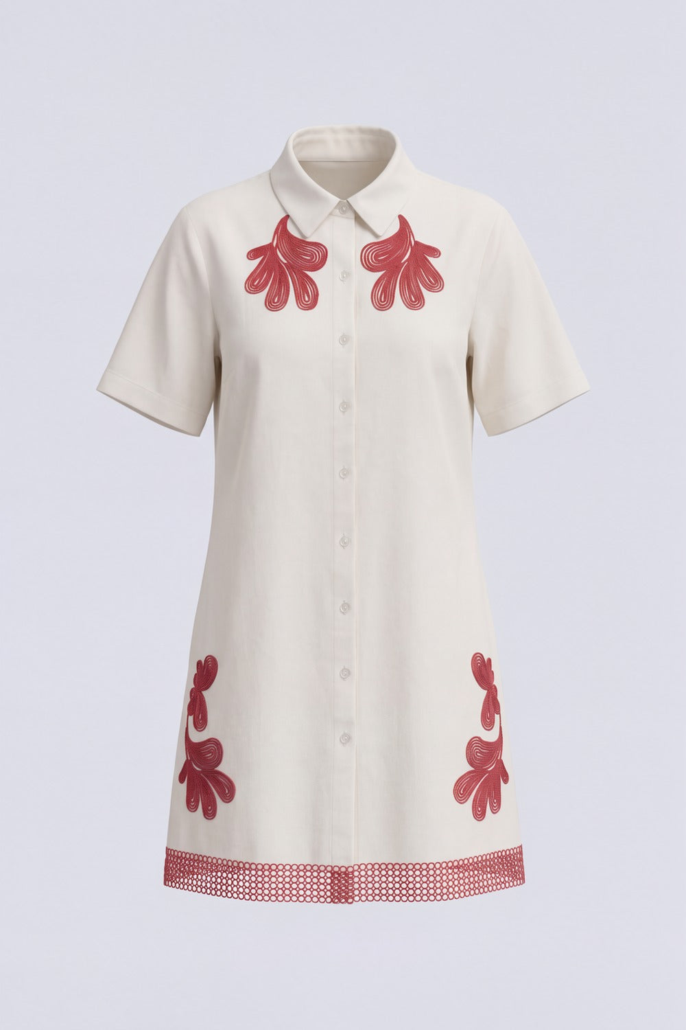 Womens Floral Embroidered Longline Dress - Image 7