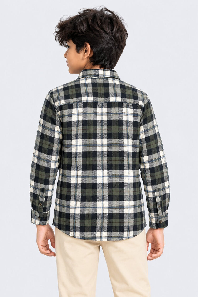 Tweens Boys Checked Cotton Flannel Shirt - Image 4