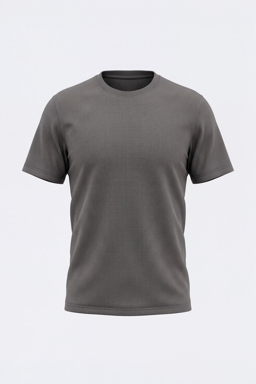 Mens Grey Solid Cotton Blend T-Shirt - Image 7