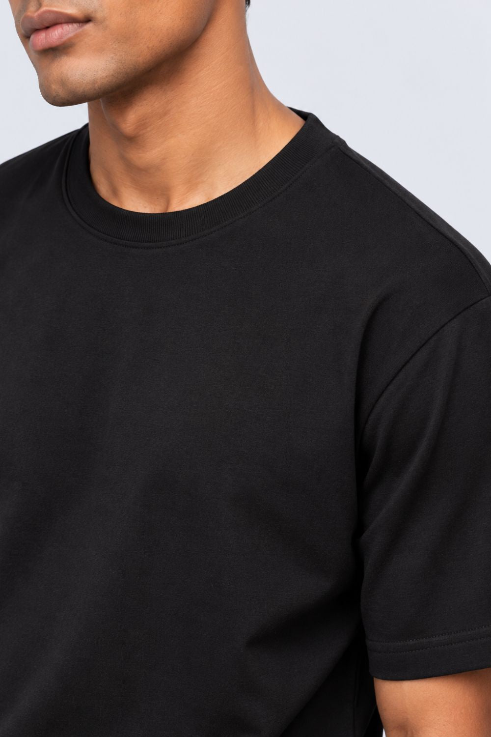Mens Black Solid Cotton Blend T-Shirt - Image 3