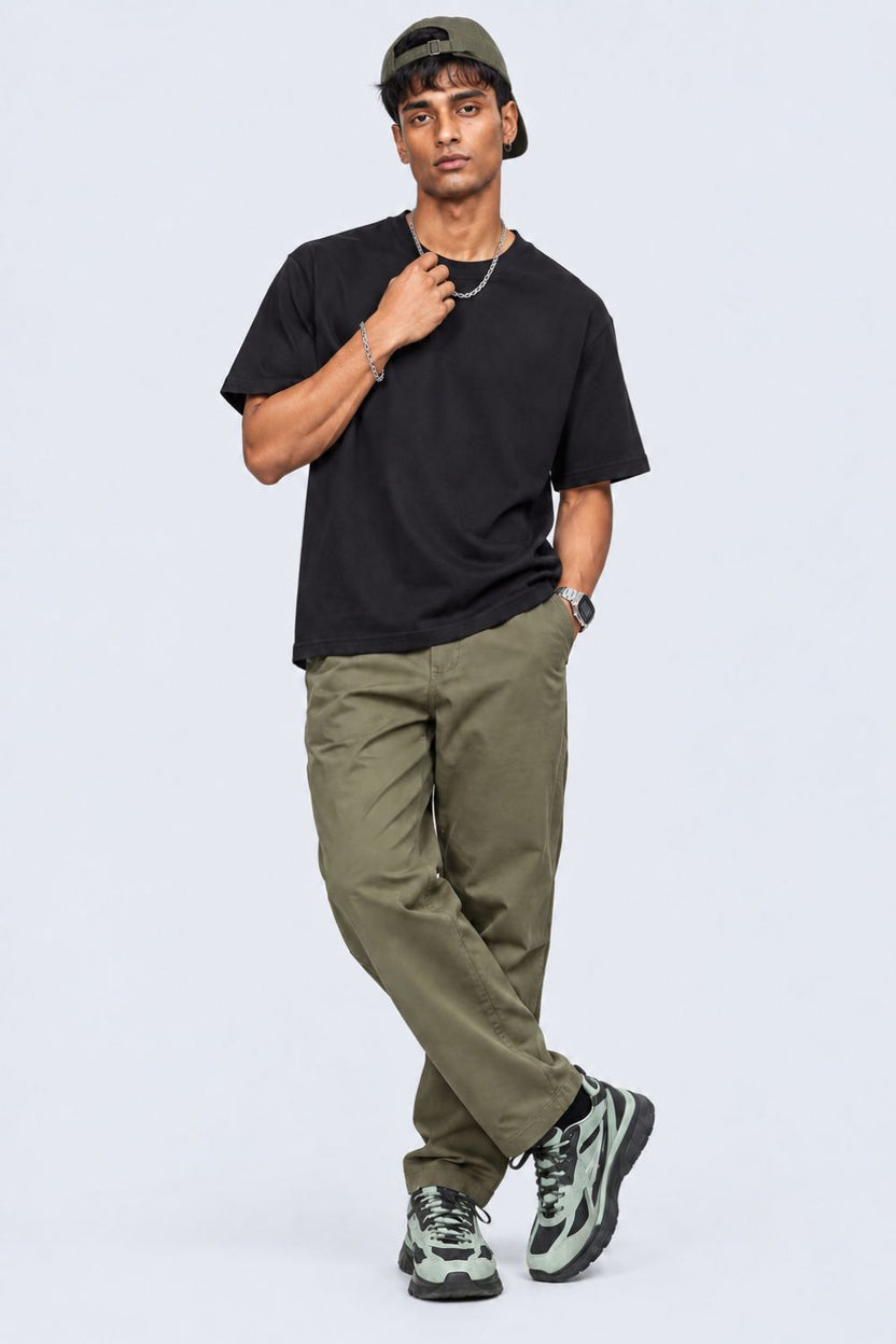 Mens Black Solid Cotton Blend T-Shirt - Image 6