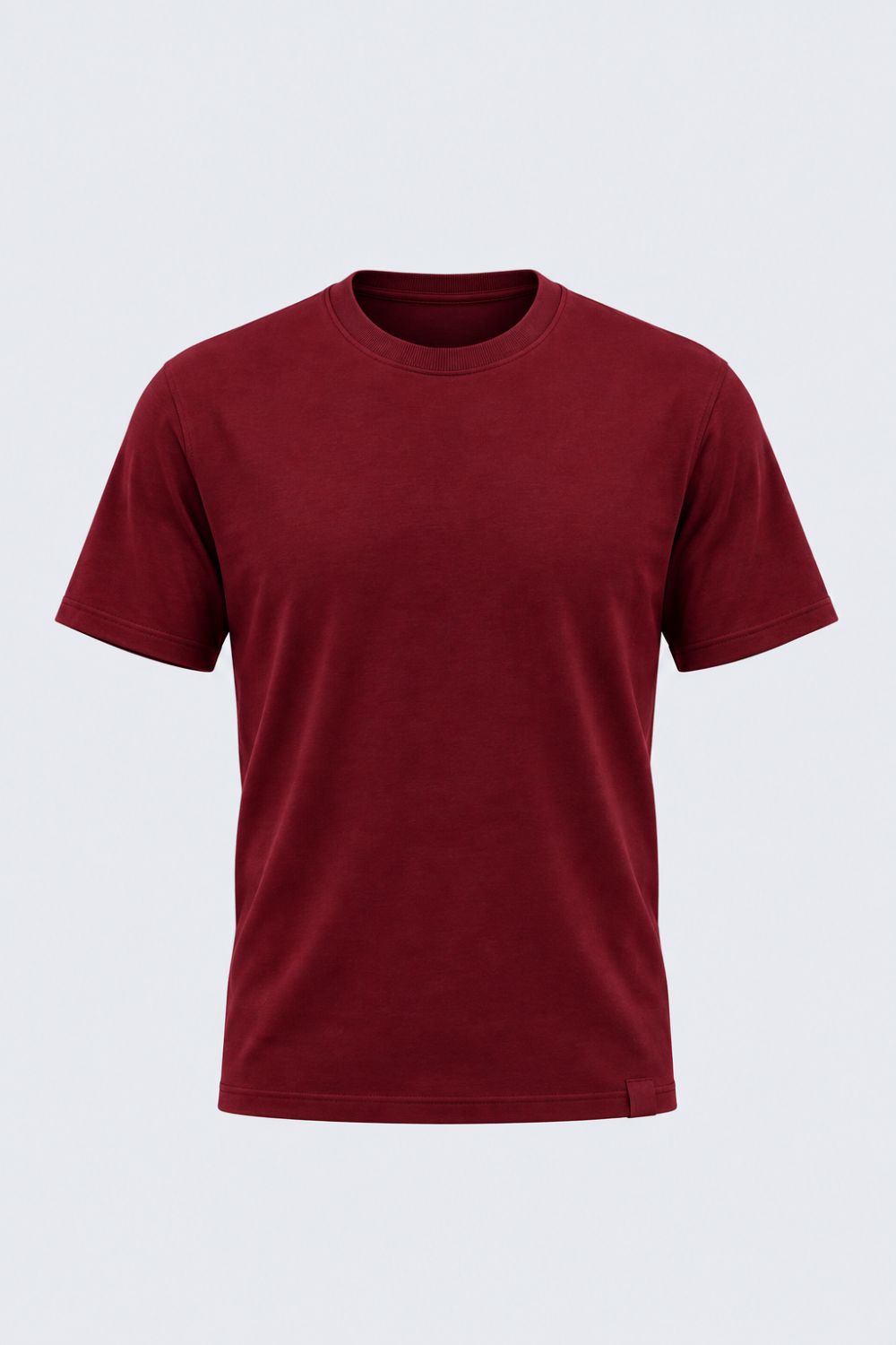 Mens Maroon Solid Cotton Blend T-Shirt - Image 7